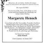 Danksagung Margarete Henoch