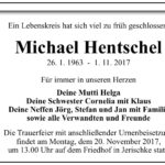 Traueranzeige Michael Hentschel
