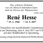 Traueranzeige René Hesse