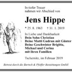 Traueranzeige Jens Hippe
