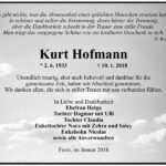 Danksagung Kurt Hofmann