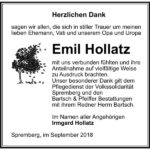 Danksagung Emil Hollatz