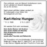 Traueranzeige Karl-Heinz Hunger