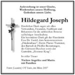Danksagung Hildegard Joseph