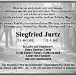 Traueranzeige Siegfried Jurtz