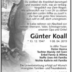 Traueranzeige Günter Koall