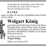 Danksagung Wolgart König