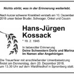 Traueranzeige Hans-Jürgen Kossack