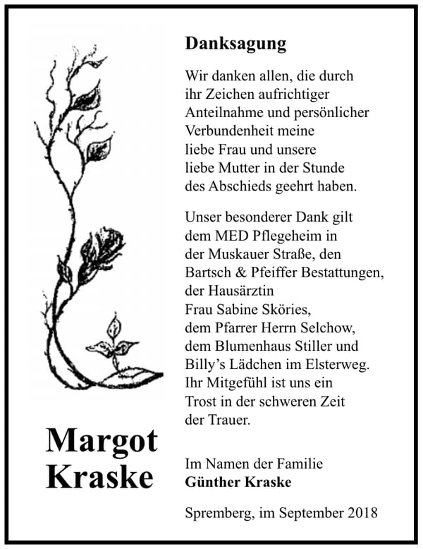 Danksagung Margot Kraske