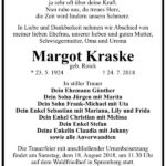 Traueranzeige Margot Kraske, geb. Roick