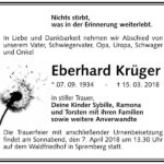 Traueranzeige Eberhard Krüger