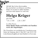 Traueranzeige Helga Krüger, geb. Petri