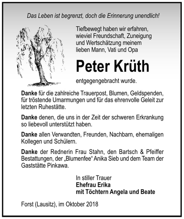 Danksagung Peter Krüth
