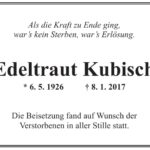Traueranzeige Edeltraut Kubisch