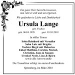Traueranzeige Ursula Lange, geb. Fischer