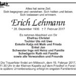 Traueranzeige Erich Lehmann