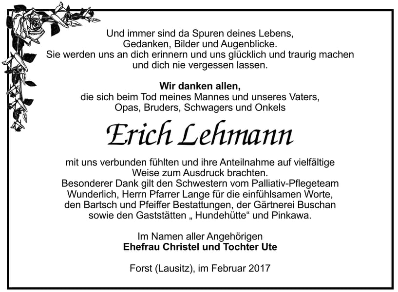 Danksagung Erich Lehmann