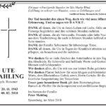 Danksagung UTE MAHLING, geb. Reisener