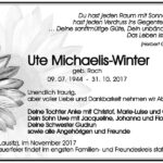 Traueranzeige Ute Michaelis-Winter, geb. Roc