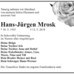 Traueranzeige Hans-Jürgen Mrosk