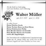 Traueranzeige Walter Müller