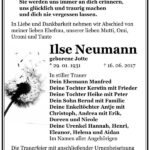 Traueranzeige Ilse Neumann