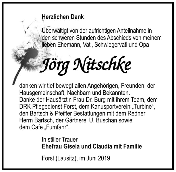 Traueranzeige Jörg Nitschke