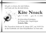 Traueranzeige Käte Noack