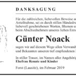Traueranzeige Günter Noack