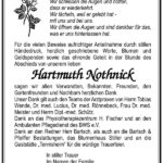 Danksagung Hartmuth Nothnick