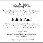 Danksagung Edith Paul