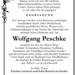 Danksagung Wolfgang Peschke