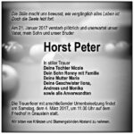 Traueranzeige Horst Peter