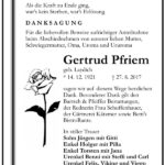 Danksagung Gertrud Pfriem, geb. Laydich