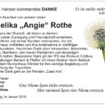Danksagung Angelika „Angie“ Rothe