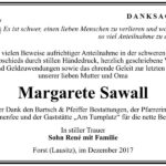 Danksagung Margarete Sawall