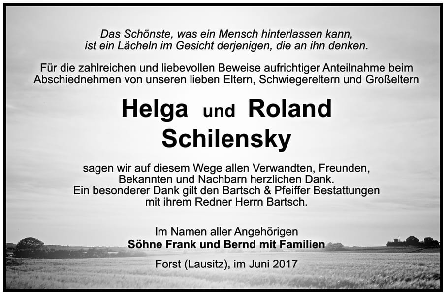 Danksagung Roland Schilensky