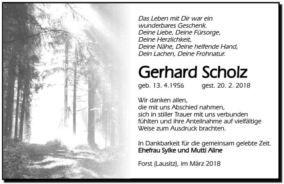 Danksagung Gerhard Scholz