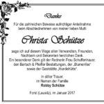 Danksagung Christa Schütze