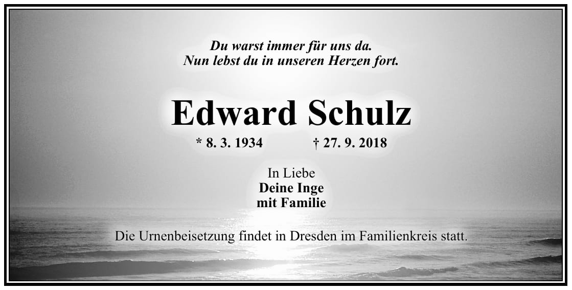 Traueranzeige Edward Schulz