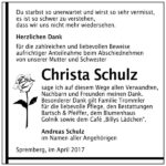 Danksagung Christa Schulz