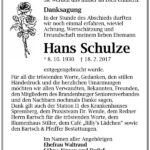 Danksagung Hans Schulze