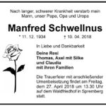 Traueranzeige Manfred Schwellnus