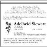 Traueranzeige Adelheid Siewert, geb. Köhnke