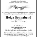 Traueranzeige Helga Sonnabend, geb. Kanter