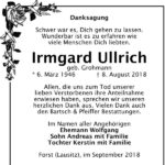 Danksagung Irmgard Ullrich, geb. Grohmann