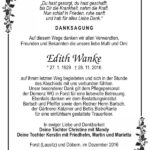 Danksagung Edith Wanke