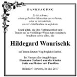 Danksagung Hildegard Waurischk