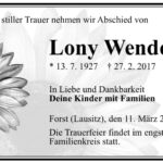 Traueranzeige Lony Wende
