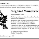 Danksagung Siegfried Wunderlich